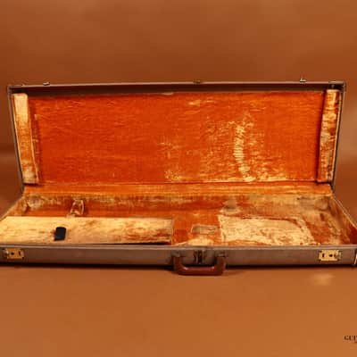 Original Vintage 1959-1961 Fender Jazzmaster Brown Tolex Hardshell Case with Yellow Interior image 1