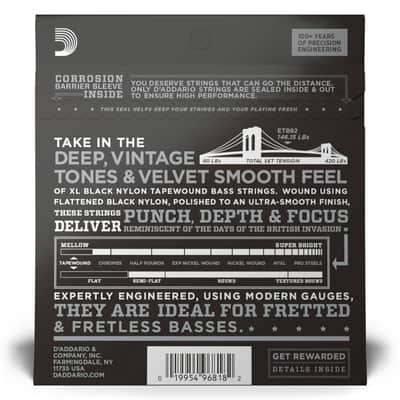 D'Addario ETB92 Tapewound Bass Guitar Strings Medium 50-105 Long Scale image 3