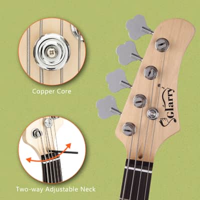 Glarry Fretless Electric Bass Guitar Full Size 4 String for experienced Bass Players Cord Wrench Tool 2020s - Sunset Color image 16
