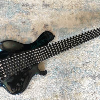LeFay Pangton 6 string bass guitar headless Translucent Black Green Blue Metalflake Le Fay image 1