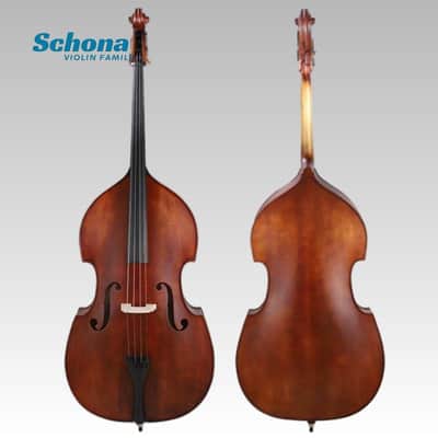SCHONA SDB-03ME - 4/4 Handmade Solid Wood Double Bass Matte Finish SpruceTop Maple Back Sides Headstock Ebony Fingerboard Professional Contrabass image 3