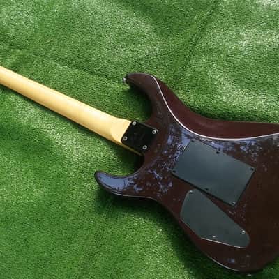 Jackson Model PS4 MIJ JAPAN PERFORMER VINTAGE 90s Floyd Rose 24 Frets Reverse Headstock 1990s Factory Original Burgundy Purple Brown Mist Finish image 9