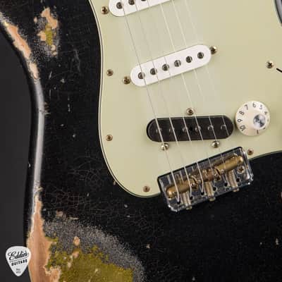 Fender Custom Shop Limited Edition Hotshot Stratocaster Heavy Relic - Black Sparkle over Aged Chartreuse Sparkle/Fender Custom Shop Event Instrument image 13