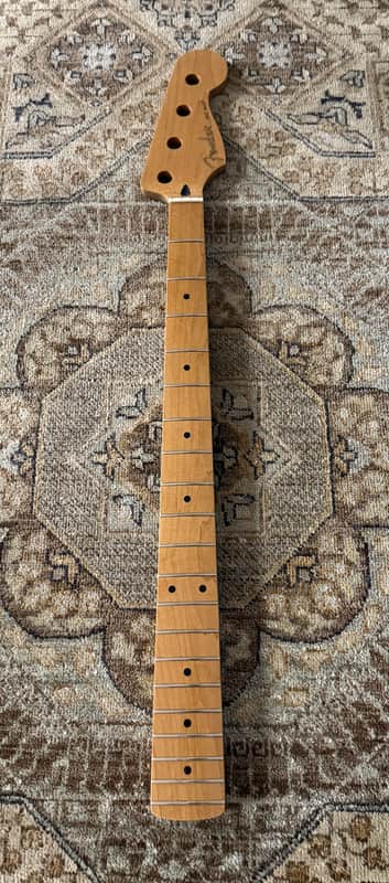 Fender Roasted Maple Jazz Bass® Neck, 20 Medium Jumbo Frets, 9.5", Maple, C Shape image 1
