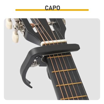 Cxxss Matte Black 30-inch Round Acoustic Guitar with Picks, Strings, Capo, Case, Tuner, and Strap image 4
