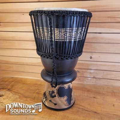 Made in Ghana 12” Hand-Made Premium Ghanaian Deluxe Djembe - All Solid Wood, Traditional Carvings, Rope-Tuned, Ornamental Lip Construction image 2