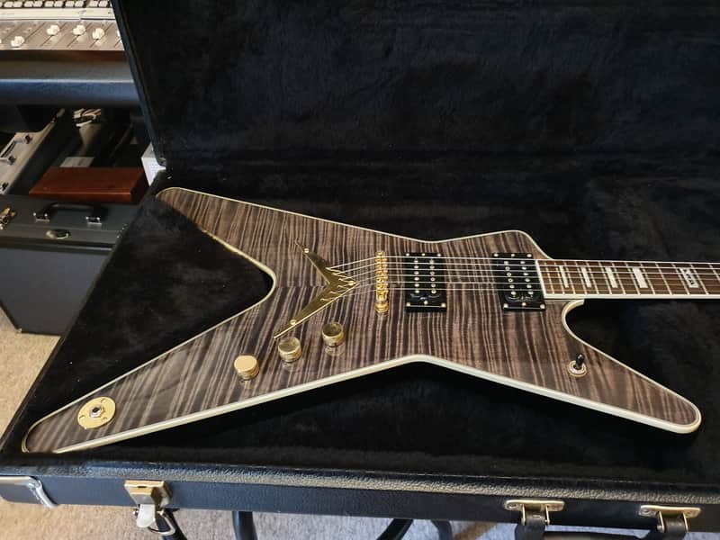 RARE Dean Limited Edition Black Gold ML Trans Black AAA Flame | Reverb
