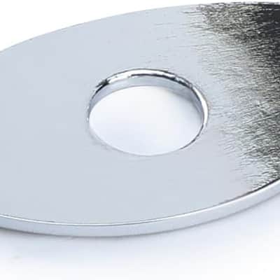 Electric Guitar Input Jack Plate Zinc Alloy Oval Curved Football Shape Jack Ferrule Output Jackplate Compatible with Fender Strat Tele Style Electric Guitar Replacement Parts Chrome image 3