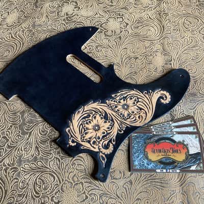 Custom Tooled Leather Pickguard fits Fender Telecaster Tele or Esquire image 1