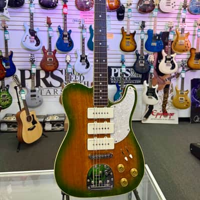 Vintage Revo Series Trio Electric with P90’s, Green Yellow Burst - Pre Owned image 1