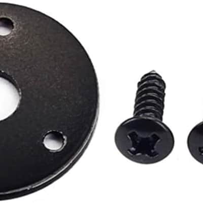 Round Guitar Jack Plate Indented 1/4 Inch Guitar Pickup Output Input Jack Socket Plate Metal Jack Plate with Screws for Electric Guitar Bass (Black) image 4