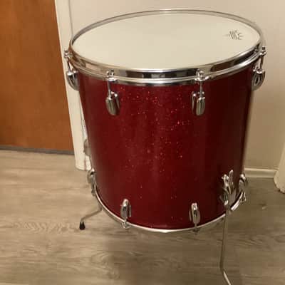 Slingerland 16x16 Floor Tom 1960s - Red Sparkle - COB hoops image 4