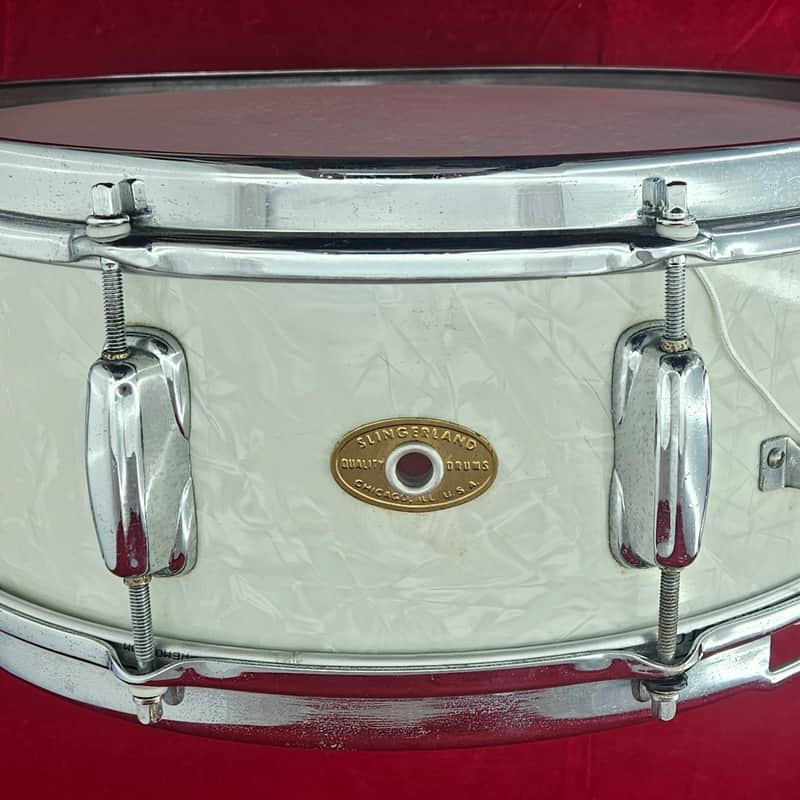 1953-1958 Slingerland 14×5.5 Super Gene Krupa Snare Drum White…