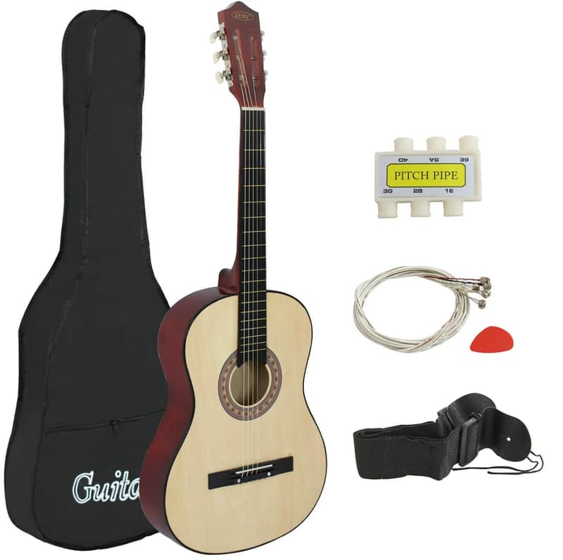 Acoustic Guitar 38" Full Size Beginners Guitar w/Case,Strap,Tuner & Pick Natural image 1
