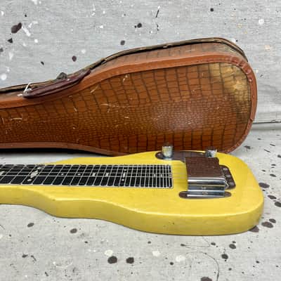 1953 Fender Champion Lap Steel Guitar 1950's -Yellow Pearloid w/ Original Case image 10