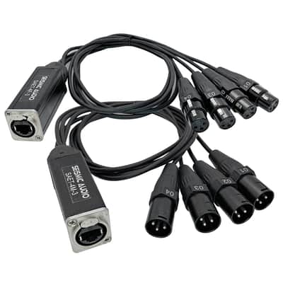 SAET-4MF-3 - 4 Channel, 3 Foot RJ45 Ethercon Cat5/Cat6 to XLR Female and Male Breakout Audio Snake Cable Bundle image 1