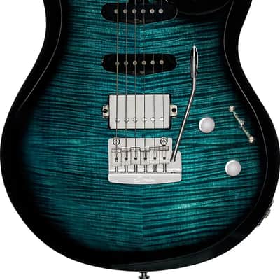 Sterling LK100 HSS Steve Lukather Signature Electric Guitar, Rosewood Fingerboard, Yucatan Blue