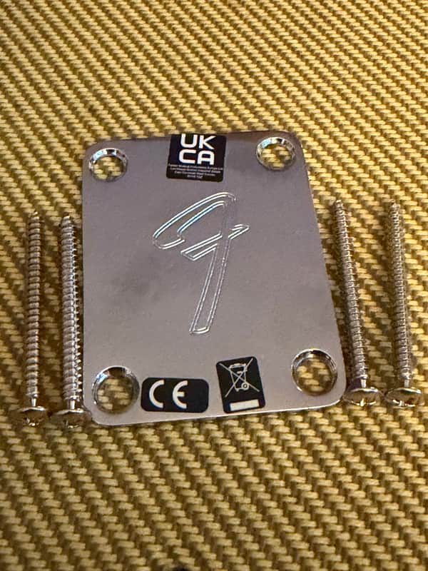 Fender F Neckplate & Screws Free Shipping!!! image 1