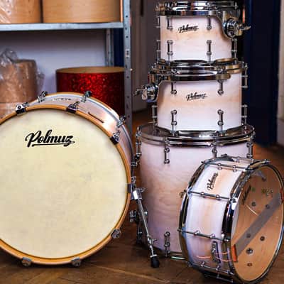 Polmuz drums Maple Model 1 - 20/10/12/16/14SD - Artist Satin White Fade image 11