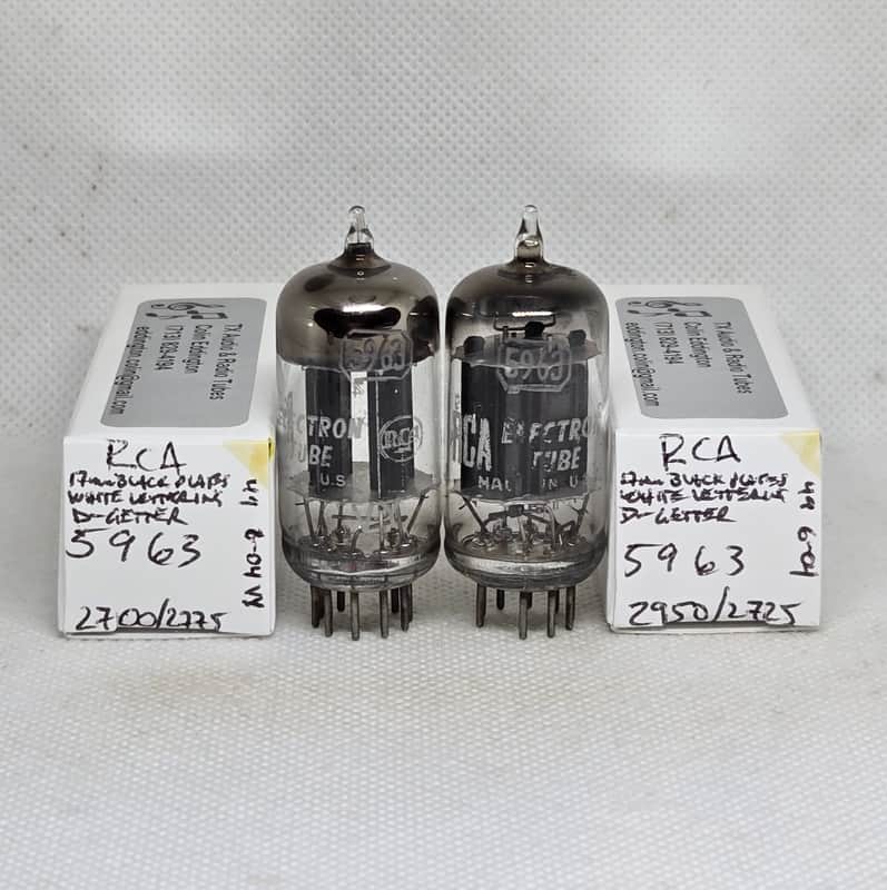 RCA 5963 D-Getter Black Plate Well Matched (8.4%) Pair NOS 12AU7 12AU7A image 1