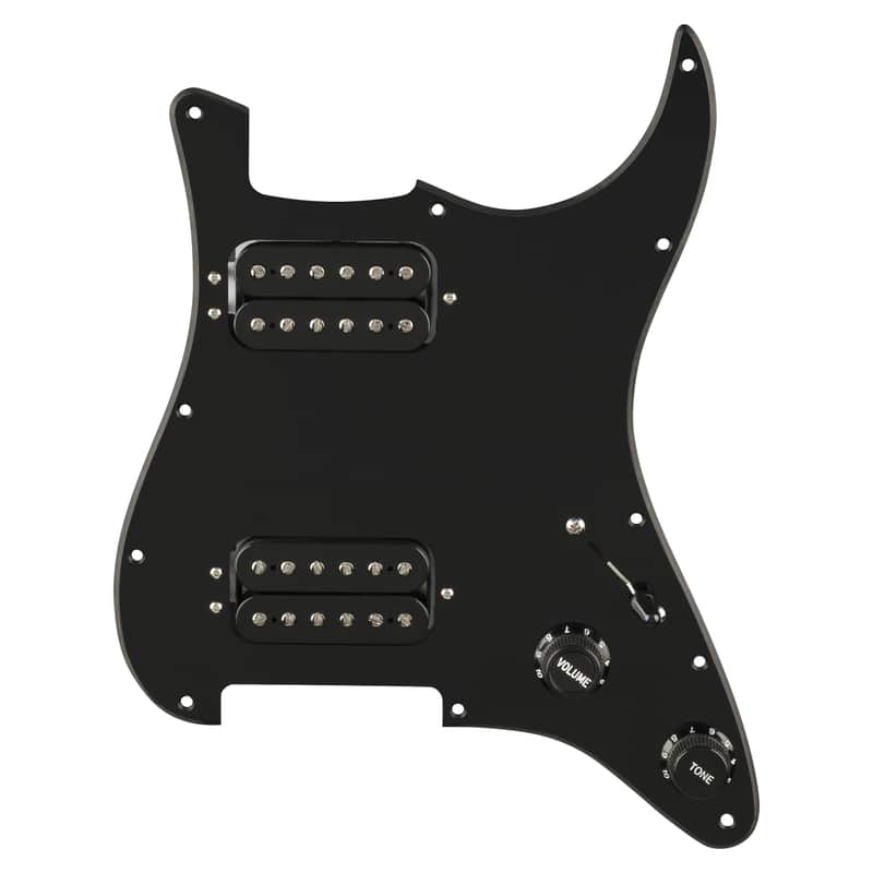 Fender Pre-Wired Strat Pickguard, Quadra Tap HH - Black image 1