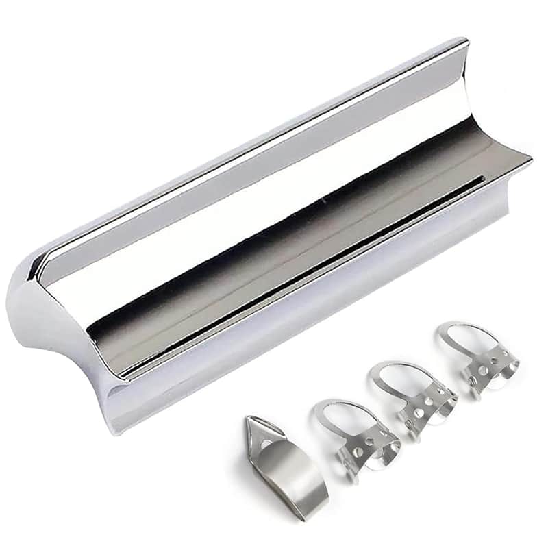 Brand New  Hawaiian Electric Guitar Tone Bar Slide Stainless Steel Solid Tonebar With 3 Finger Pick + 1 Thumb Pick Silver image 1