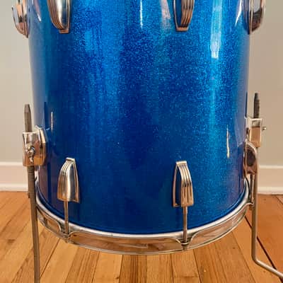 Ludwig 16x16 floor tom 1965 - Blue sparkle w/nickel hardware image 8