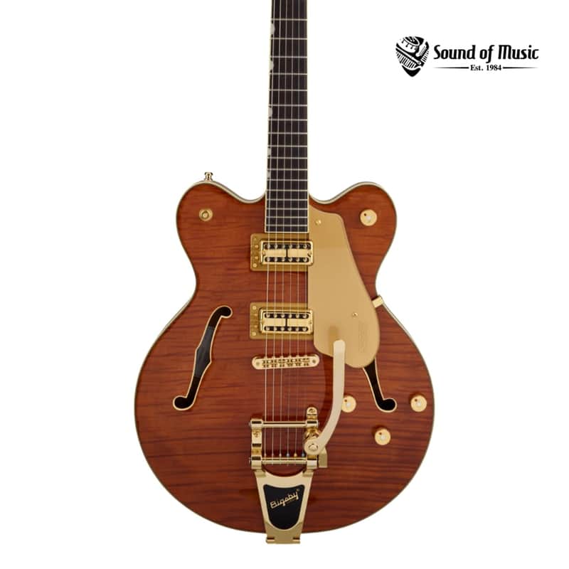 Gretsch Electromatic LTD Flame Okoume Broadkaster Double-Cut w/Bigsby, Rosewood Fingerboard - Roundup Orange image 1