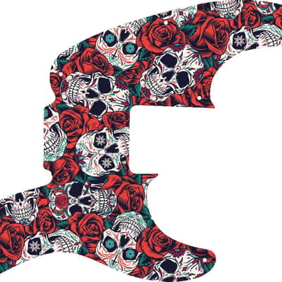 WD Custom Pickguard For Fender Mike Dirnt Signature Precision Bass #GS01 Dia De Muertos Calavera Skull & Rose Graphic