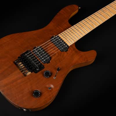 2014 Mayones Regius Pro 7 Claro Walnut | Custom 7-String Swamp Ash Body Neck Thru Birdseye Maple Fretboard DiMarzio Pickups Floyd Rose Tremolo Coil Split | CoA OHSC image 6