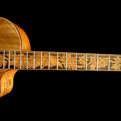 Acoustic Parlor Guitar Handmade by Blueberry Bat Motif Steel String image 7