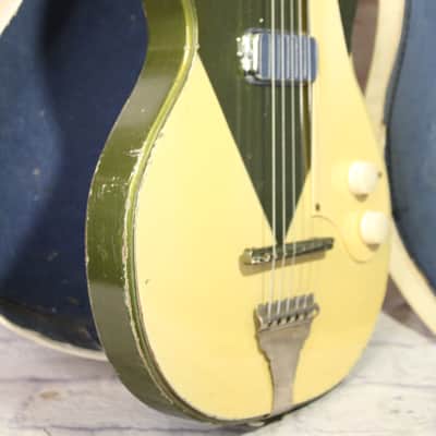 👀Vintage 1955 Kay K-136 "Peanut" Art Deco 2 Tone Metallic Green/ White w/ OHC image 9