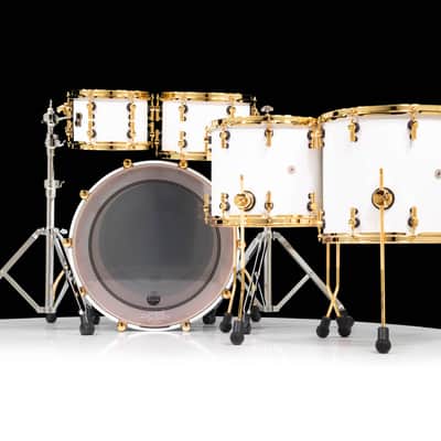 Sonor SQ2 5pc Beech Shell  Pack  - Solid White Lacquer w/Gold Hardware image 3