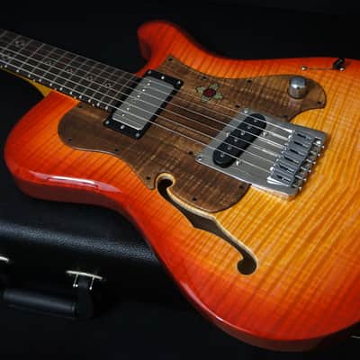Knaggs Guitars Choptank Hollowbody in Lemon Cherry Burst with 15th Ann Navajo Sun Package image 6