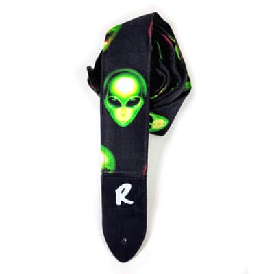 Green Alien Area 51 Guitar Strap - Green Alien on Black Guitar Straps - Area 51 Guitar Strap - Double Padded Comfortable image 5