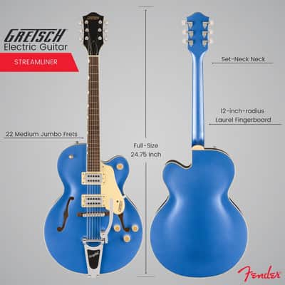 Gretsch G2420T Streamliner Hollow Body Electric Guitar Fairlane Blue Bundle image 3