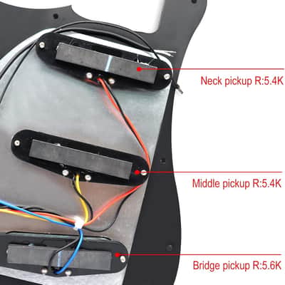 Prewired Pickguard 3 Single Coil Pickups Adjustable Big Screws Loaded Electric Guitar Pickguard for Strandard Straocaster Guitar Parts (Black) image 2