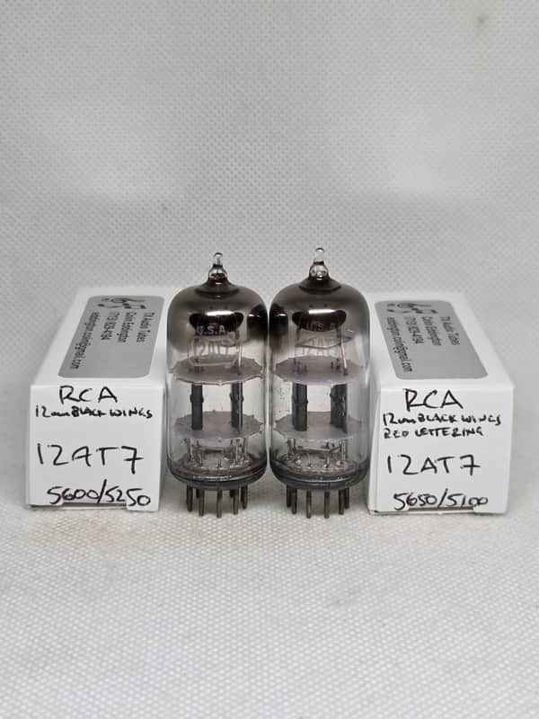 RCA 12AT7 Black Plate Square Getter Matched (9.7%) Pair NOS ECC81 image 1