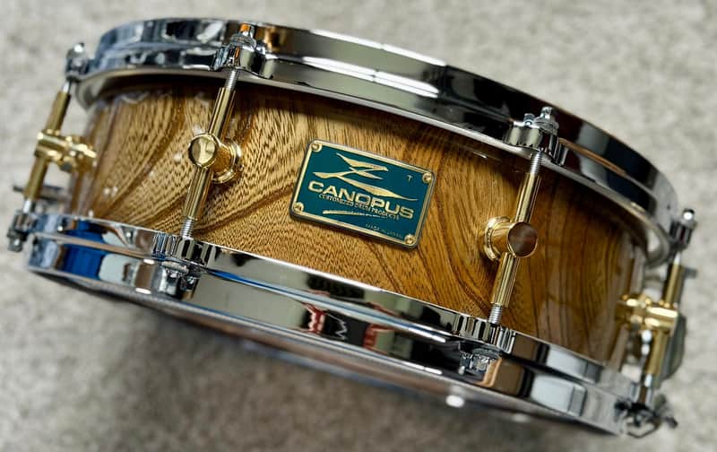 2026 Like-New: Canopus hollowed out Zelkova 14x5 snare, with new Japan-only semi-hard Canopus case, extras image 1