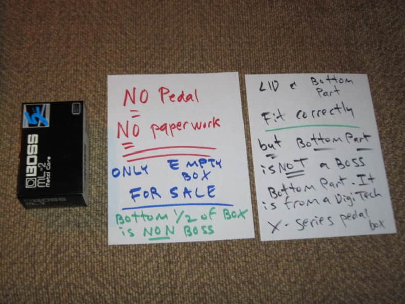 lightly used (mostly very clean) Boss EMPTY BOX for ML-2 Metal Core (NO pedal / NO paperwork) [lower part of box from different brand (DigiTech's X- Series) pedal box fits fine w/ Boss lid] late 2000s / early 2010s (refer to pictures for condition) image 1