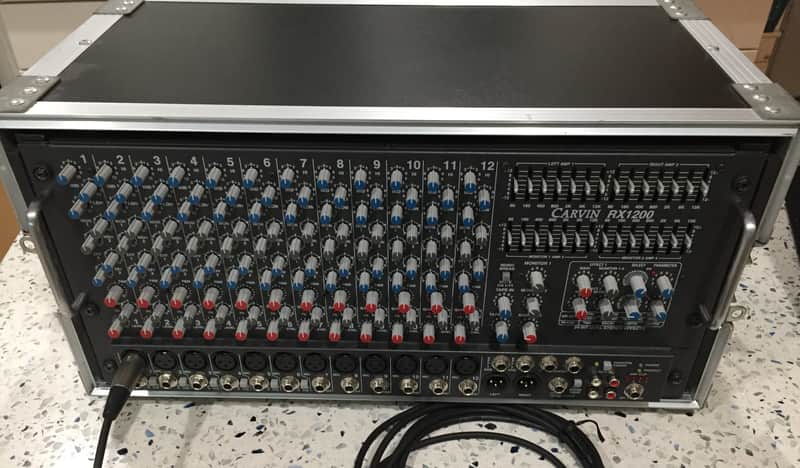 Carvin RX1200 Powered PA with cords, mics & Road Warrior case image 1