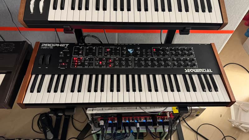 Sequential Prophet Rev2 61-Key 8-Voice Polyphonic Synthesizer 2018 - Present - Black with Wood Sides image 1