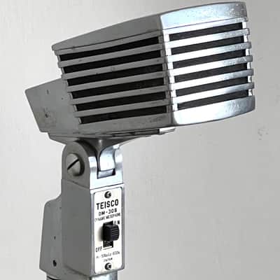 Rare 1960's TEISCO DM-306 Dynamic Microphone, working, w/stand and cable image 1