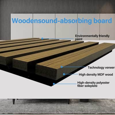 Soundproof Wood Slat Acoustic Panels (4PCS) – Luxury Acoustic Treatment for Recording Studios image 4