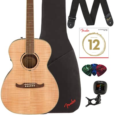 Fender FA-235E Flame Maple Top Concert Acoustic-Electric Guitar - Natural w/ Strap image 1