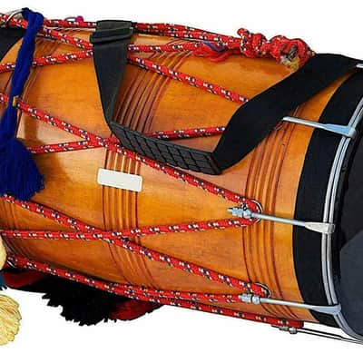 Handmade Designer Dhol,Mango Indian Musical Punjab Bhangra Wood Musical Instrument With Bag image 2