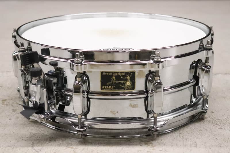 Tama 5x14" Stewart Copeland Chrome over Brass Signature Snare Drum image 1