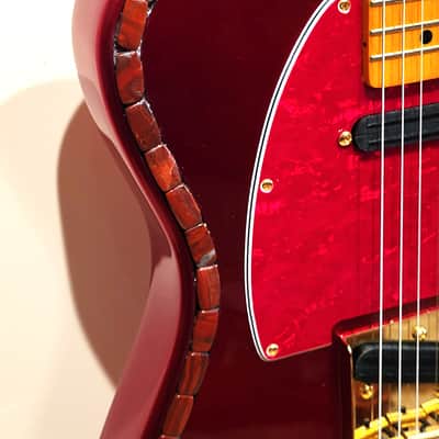 Custom Designed & Crafted Tele Style - Candy Apple Red w/Apple Jasper Stones Serial #080 - 2025 image 3