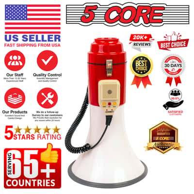 5 Core Megaphone 60W Bull Horn Professional PA Speaker w 1200 Yards Range Loud Siren Voice Amp image 9