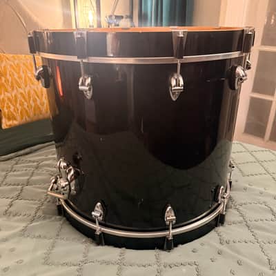 Ayotte Custom Piano black gloss wood hoop maple drum kit 22/12/14/16 image 15